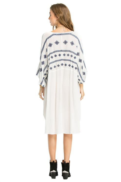 F4567 Womens Embroideried Swimsuit Cover Up Tunic Shirts Beachwear